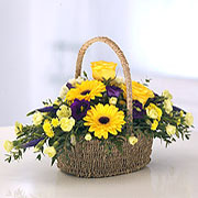 Purple &amp; Gold Basket Arrangement