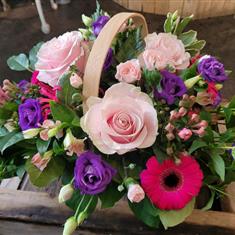 Purple &amp; Pink Basket Arrangement