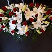 White Lily &amp; Red Rose Casket