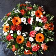 Orange Green and white wreath
