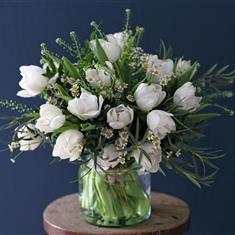 Vase of White Tulips