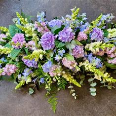 Lilac casket spray 4ft